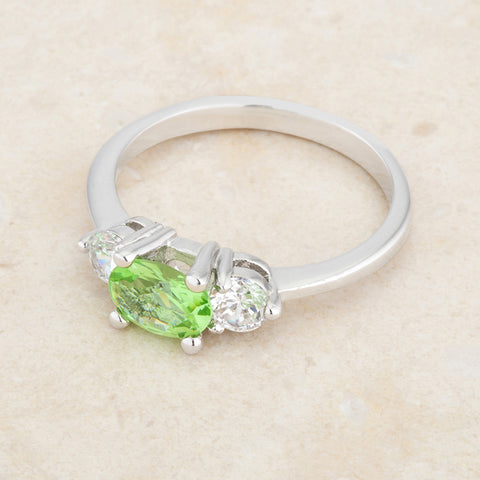 Miranna Three Stone Oval Peridot Engagement Ring | 1.5ct