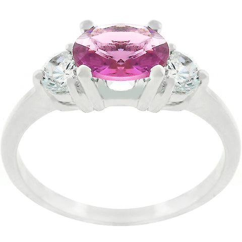 Miranna Three Stone Oval Pink Rose Engagement Ring | 1.5ct