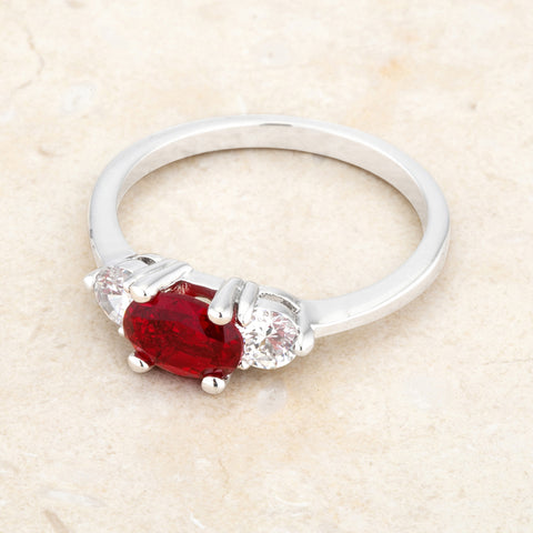 Miranna Three Stone Ruby Oval Engagement Ring | 1.5ct