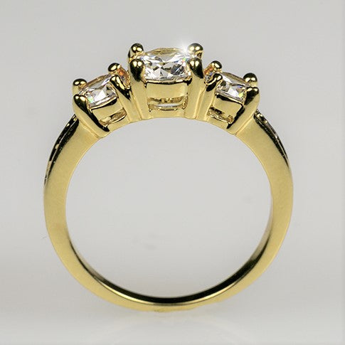 Misty Three Stone Gold Engagement Ring | 3.3ct | Cubic Zirconia  | 18k Gold