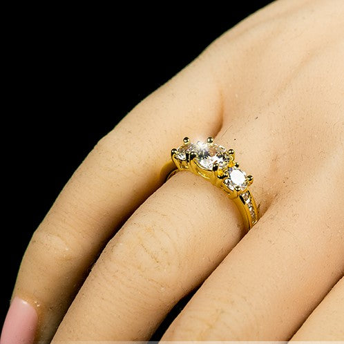 Misty Three Stone Gold Engagement Ring | 3.3ct | Cubic Zirconia  | 18k Gold