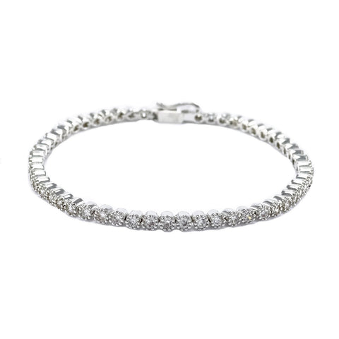 Bezel Milgran Diamond Tennis Bracelet- Pink Gold — J. Sampieri