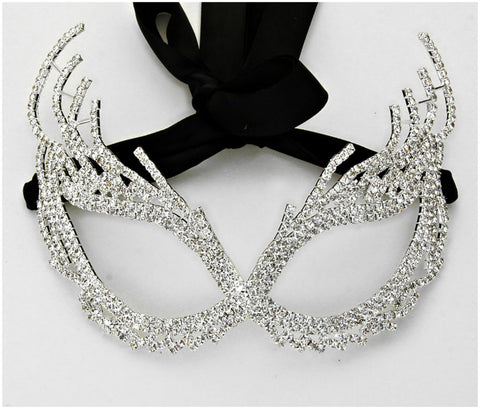 Nadelie Modern Cat Eye Masquerade Mask | Silver | Crystal - Beloved Sparkles
 - 1