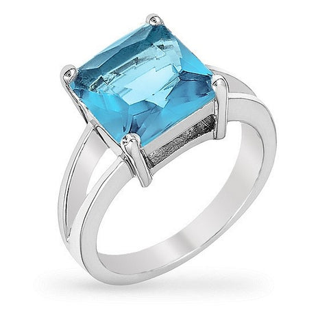 Nadine Aqua Blue Princess Cut Engagement Ring | 5.6ct