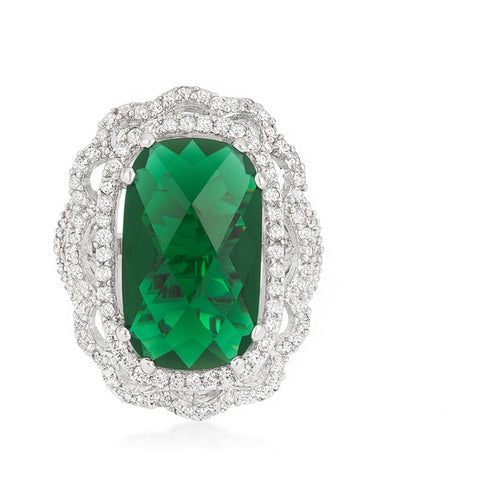 Nahida Faceted Emerald Cocktail Ring | 26ct