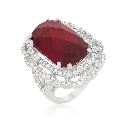 Nahida 24ct Faceted Ruby CZ Cocktail Ring | 26ct