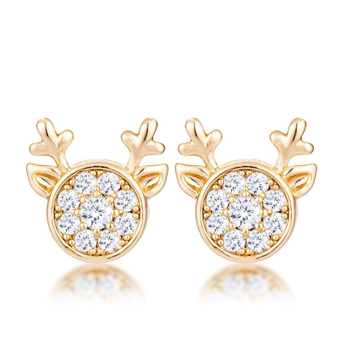 Nala Reindeer CZ Gold Earrings