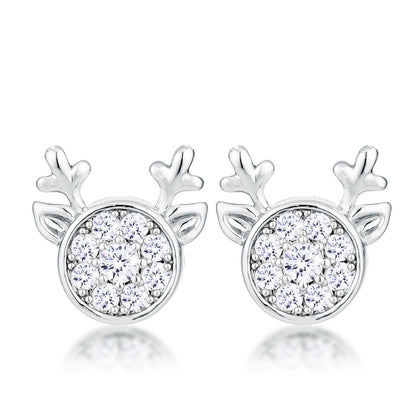 Nala Reindeer CZ Silver Earrings