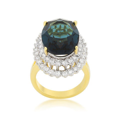 Naola 15ct Turquoise Two Tone Halo Cocktail Ring  |17ct | 18k Gold