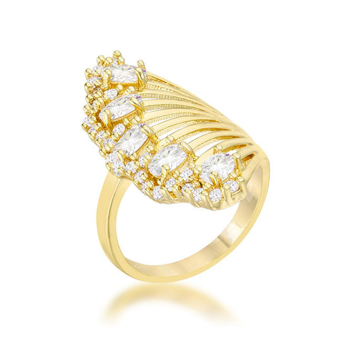 Natalie 14k Gold Art Deco Contemporary Ring | 2.5  Carat |Cubic Zirconia - Beloved Sparkles
 - 2