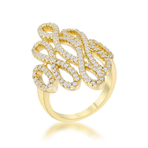 Natasha 14k Gold Filigree  Art Deco Contemporary Ring | 1.5 Carat |Cubic Zirconia - Beloved Sparkles
 - 1