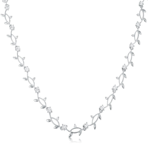 Nathana Romantic Vineyard Silver Necklace | 16in