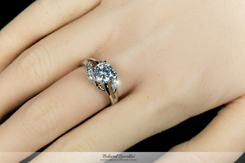 Natka Round CZ Elegant Engagement Ring | 1.8ct