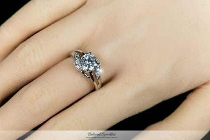 Natka Round CZ Elegant Engagement Ring | 1.8ct