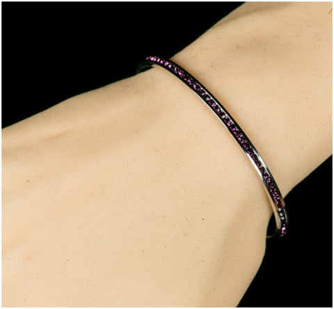 Nico Amethyst Purple CZ Silver Cuff Bracelet