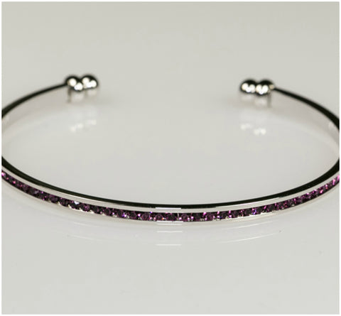 Nico Amethyst Purple CZ Silver Cuff Bracelet