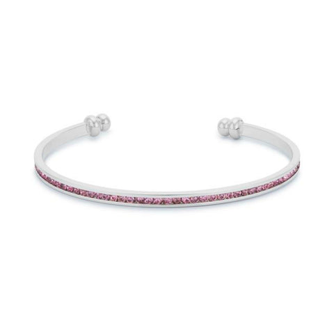 Nico Pink Cubic CZ Silver Cuff Bracelet