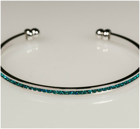 Nico Turquoise Green CZ Silver Cuff Bracelet