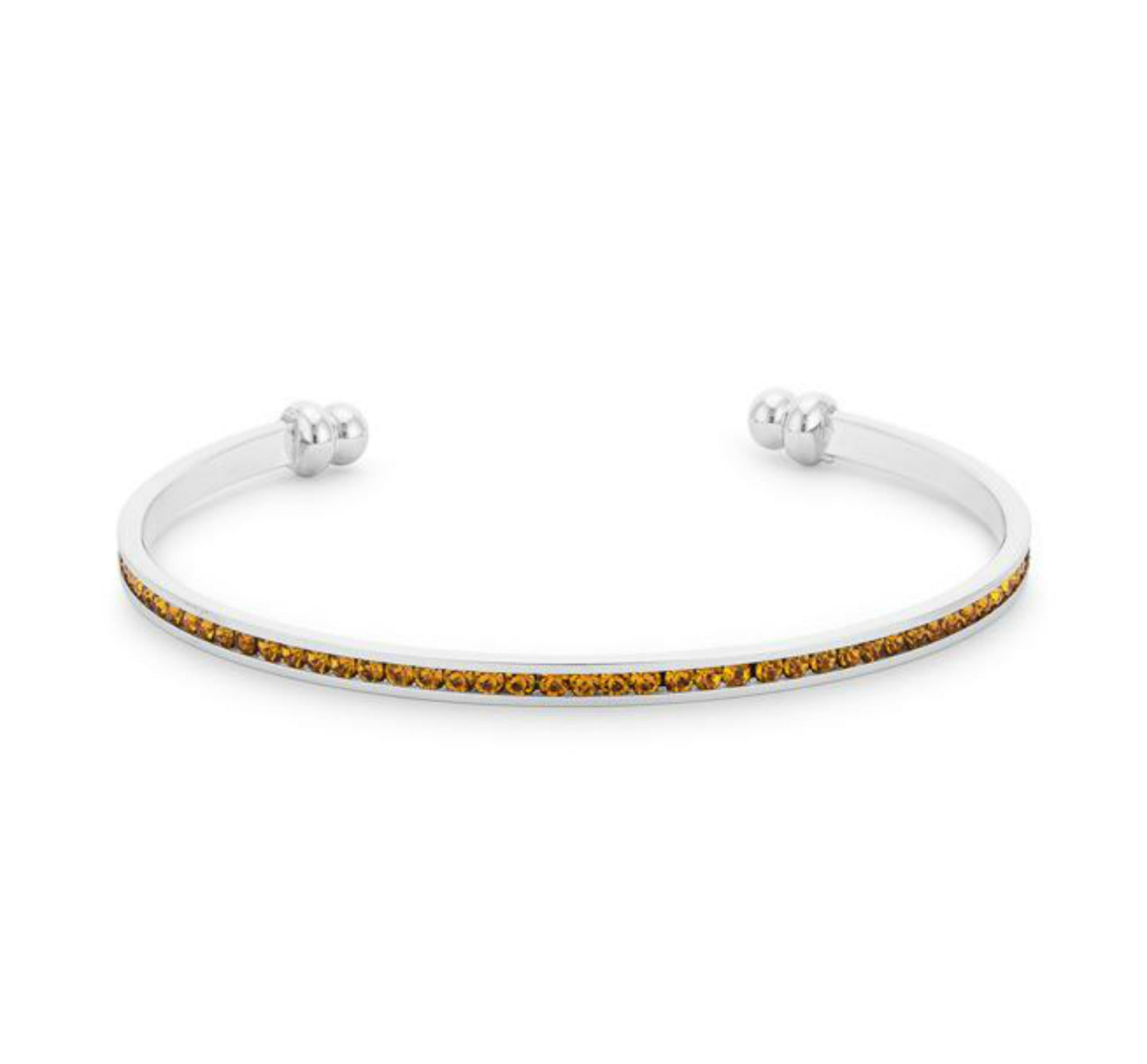 Nico Dark Canary Cubic Zirconia Silver Cuff Bracelet