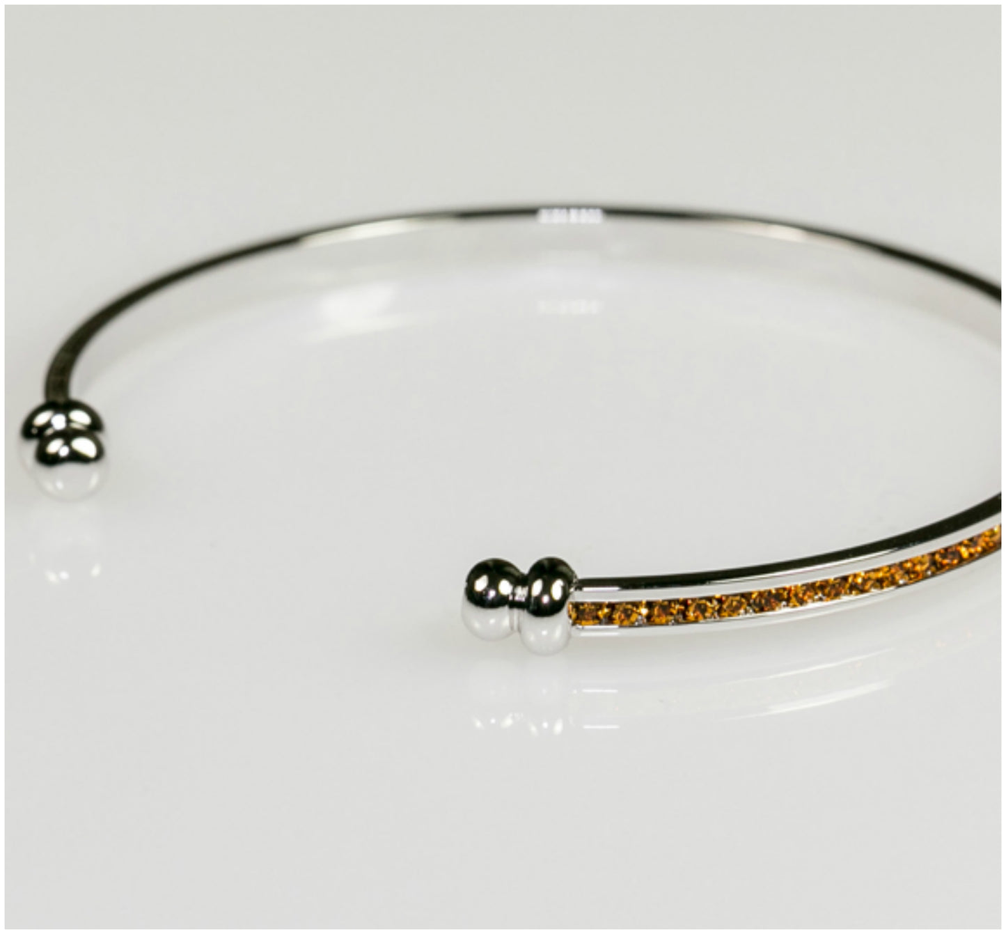 Nico Dark Canary Cubic Zirconia Silver Cuff Bracelet