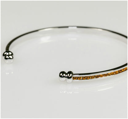 Nico Dark Canary Cubic Zirconia Silver Cuff Bracelet