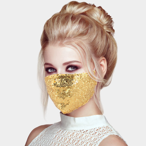 Niki Gold Sequin Embellished Fashion Mask