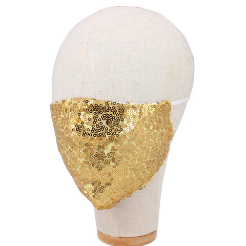 Niki Gold Sequin Embellished Fashion Mask