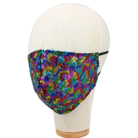 Niki Rainbow Sequin Embellished Fashion Mask