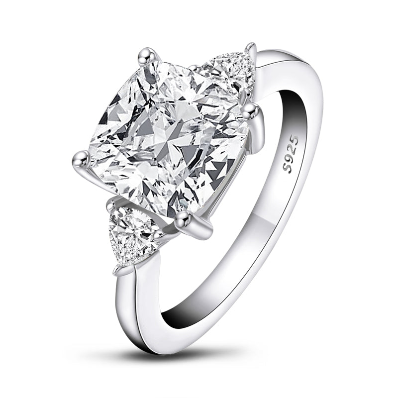 Colorless Custom Three Stone Cushion Cut Moissanite Engagement Ring for  Women, 1.50 Ct, Size: 6.50 MM at Rs 47288 in Surat