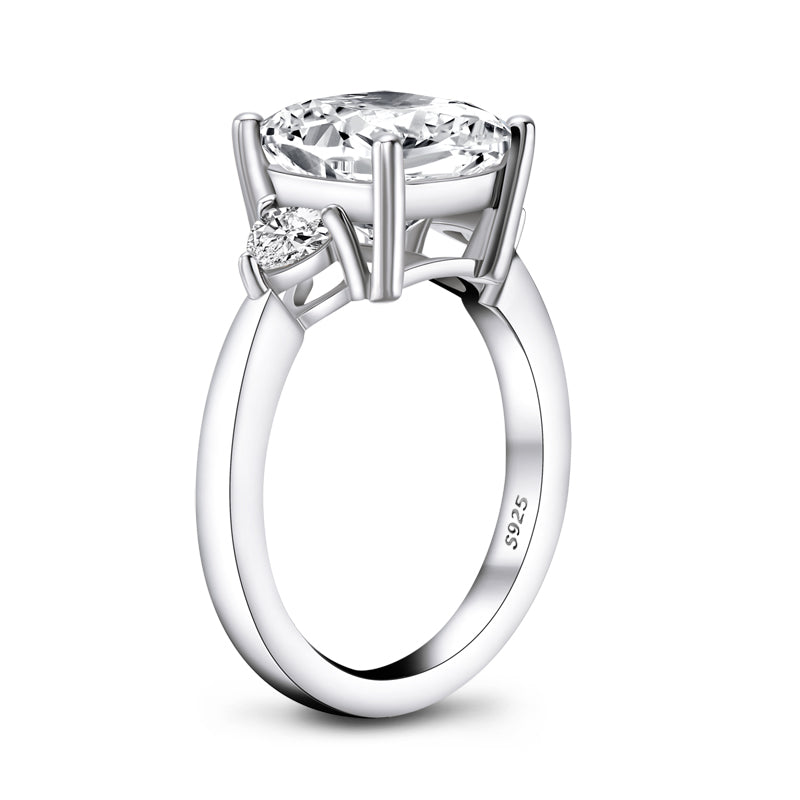 Nikki 10mm Cushion Three CZ Engagement Ring | 5.6ct | 925 Sterling Silver
