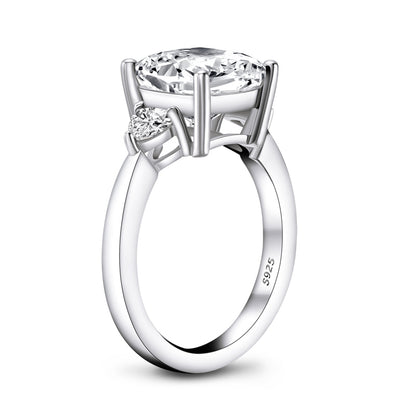 Nikki 10mm Cushion Three CZ Engagement Ring | 5.6ct | 925 Sterling Silver