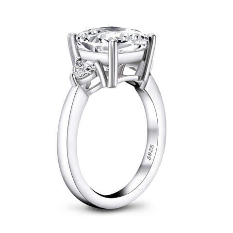 Nikki 10mm Cushion Three Stone Engagement Ring | 5.6ct | Sterling Silverr