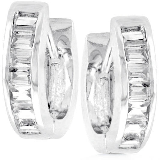 Nikki Emerald Baguette Huggie Earrings