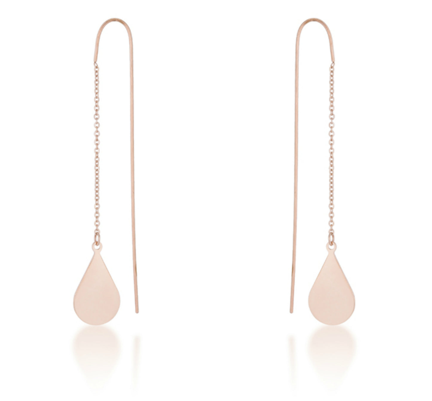 Chloe Stainless Steel Teardrop Threaded Drop Earrings | Stainless Steel | Rose Gold