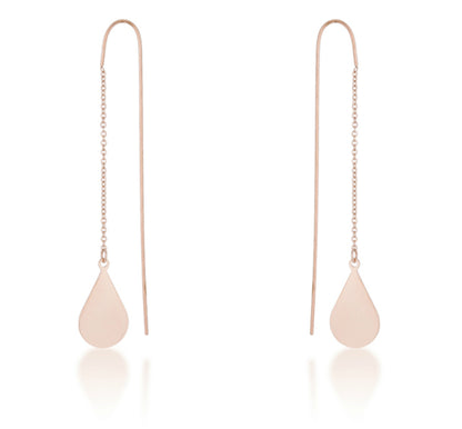 Chloe Stainless Steel Teardrop Threaded Drop Earrings | Stainless Steel | Rose Gold