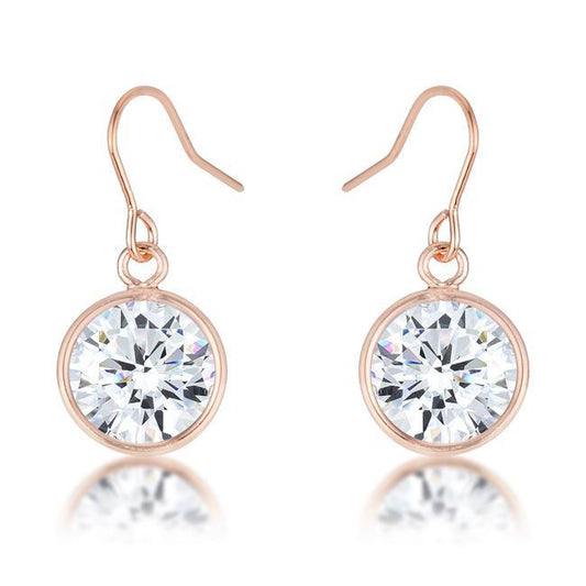 Noga 9mm CZ Bezel Set Solitaire Drop Earrings | 3ct