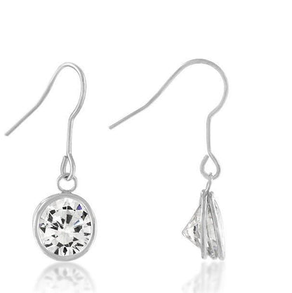 Noga 9mm CZ Bezel Set Solitaire Drop Earrings | 3ct
