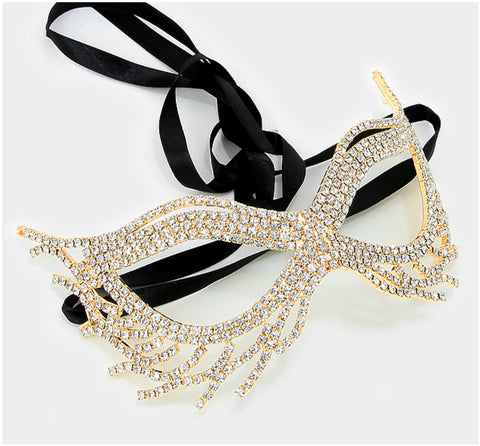 Nohelia Art Deco Modern Masquerade Mask | Gold | Crystal - Beloved Sparkles
 - 1