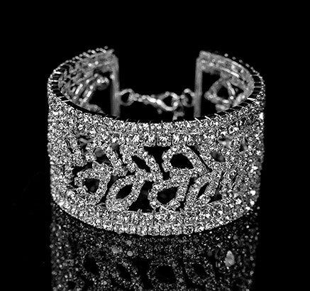 Nora Floral Rhinestone Cuff Bracelet