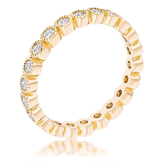 Nora 2mm CZ Round Dotted Bezel Eternity Ring | 0.9ct