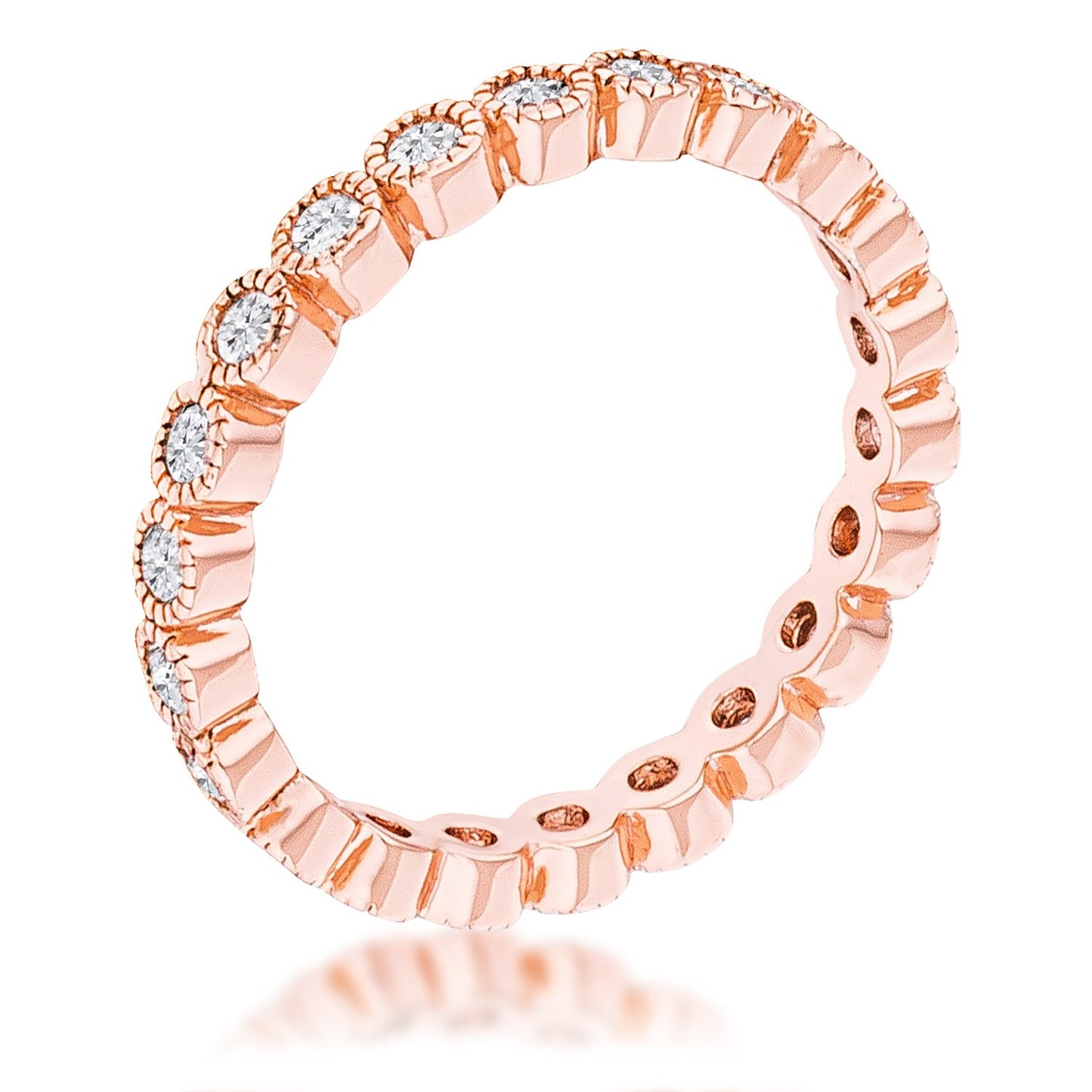 Nora 2mm Round CZ Dotted Bezel Eternity Ring | 0.9ct