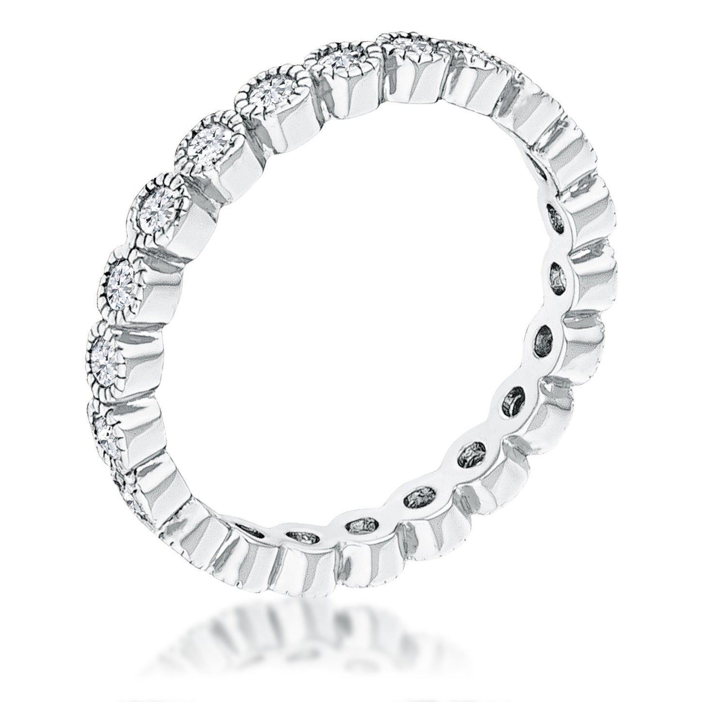 Nora 2mm Round CZ Dotted Bezel Eternity Ring | 0.9ct