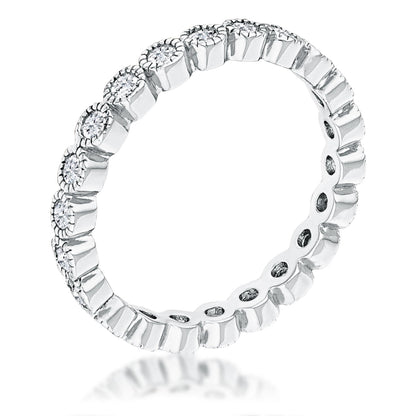 Nora 2mm Round CZ Dotted Bezel Eternity Ring | 0.9ct