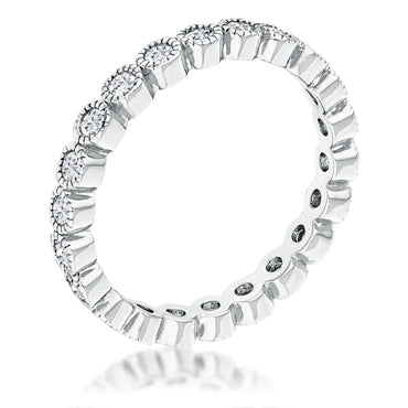 Nora 2mm Round CZ Dotted Bezel Eternity Ring | 0.9ct