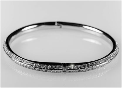 Nova Two Rows CZ Silver Bangle Bracelet