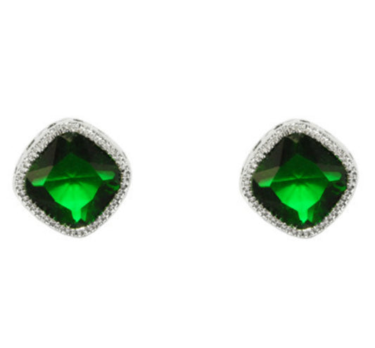 Oleg Emerald Diamond Shape CZ Earrings