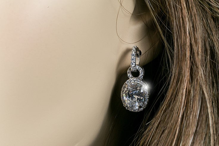 Olexa Oval Halo Drop Earrings | 4ct