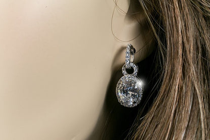 Olexa Oval Halo Drop Earrings | 4ct