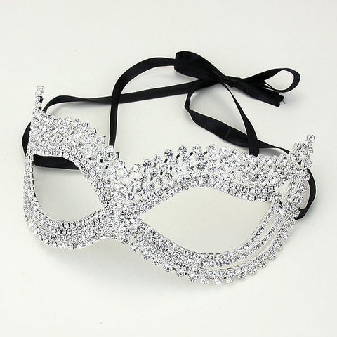 Onatah Classic  Art Deco Crystal Masquerade Mask | Crystal | Silver