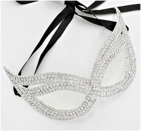 Ondrea Exquisite Double Cat Eye Masquerade Mask | Silver | Crystal - Beloved Sparkles
 - 1